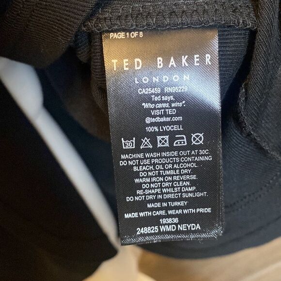 Ted Baker Natural Neyda Jersey Drape Long Sleeve Mini Dress Black Size 4-6 - Picture 10 of 11